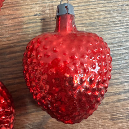 Vintage 1930s German Blown Glass Red Bumpy Heart Christmas Ornaments Lot (7)