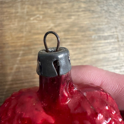 Vintage 1930s German Blown Glass Red Bumpy Heart Christmas Ornaments Lot (7)