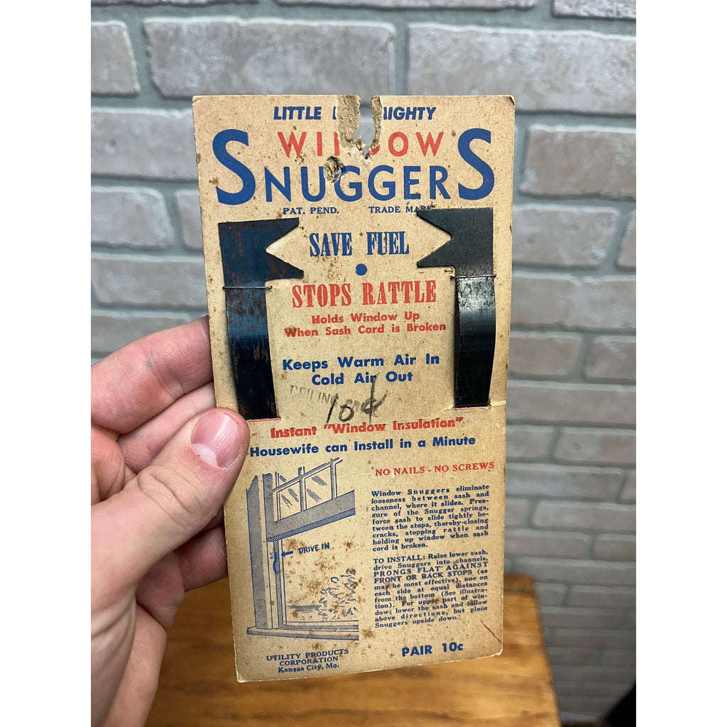 Vintage 1930s Window Snuggers Save Fuel Stop Rattle Utility Products Co. Pair