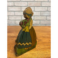 Vintage Hand Painted Dutch Girl Wooden Doorstop Door Wedge Folk Art Holland 1930s