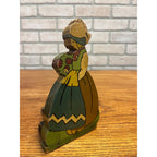Vintage Hand Painted Dutch Girl Wooden Doorstop Door Wedge Folk Art Holland 1930s