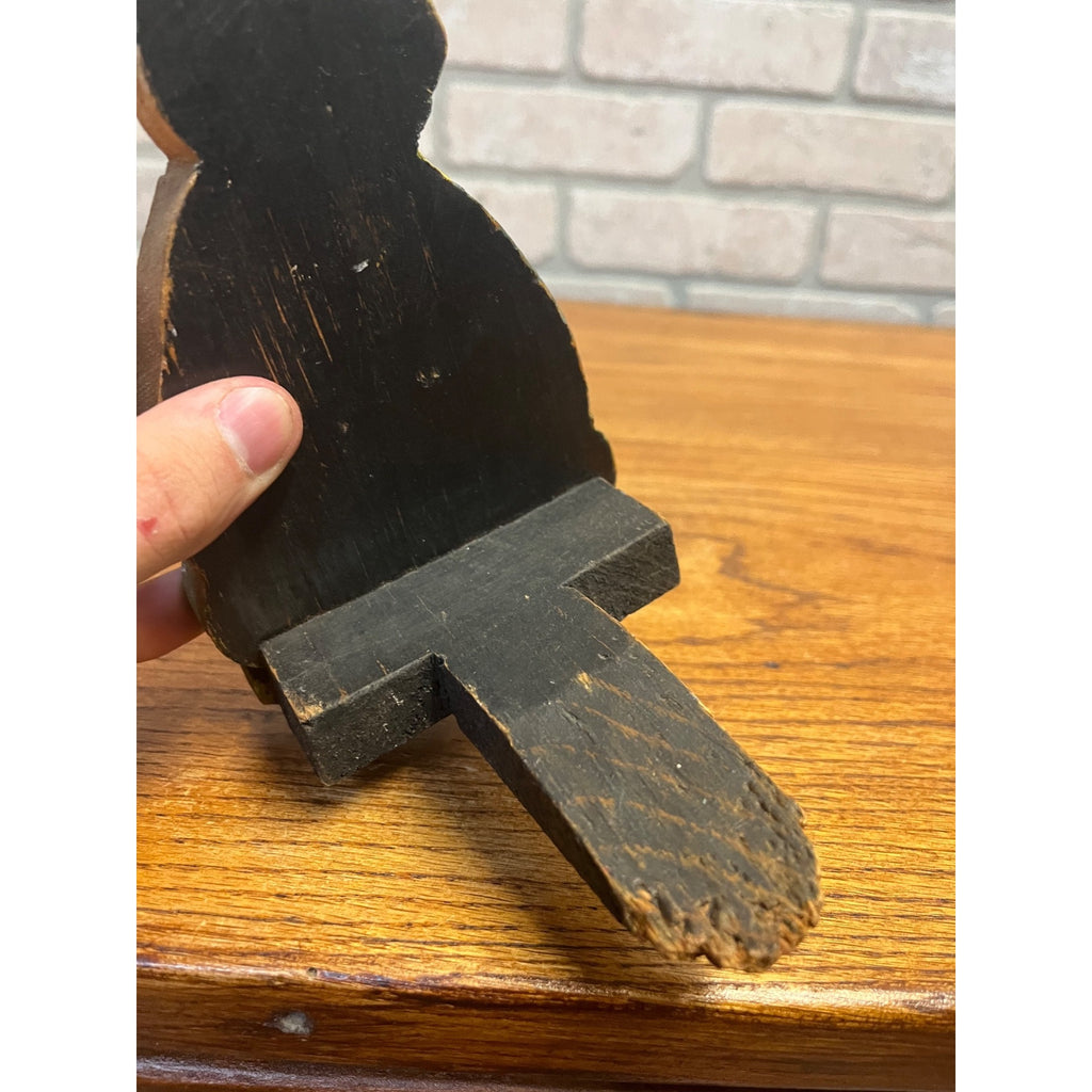 Vintage Hand Painted Dutch Girl Wooden Doorstop Door Wedge Folk Art Holland 1930s