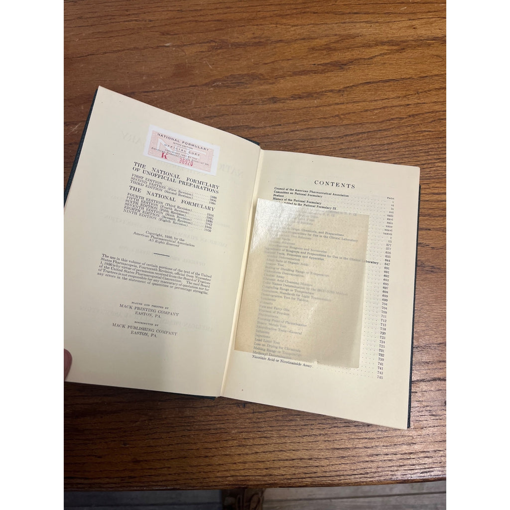 1950 The National Formulary Drug Store Pharmacy Hardcover Book 9th Edition