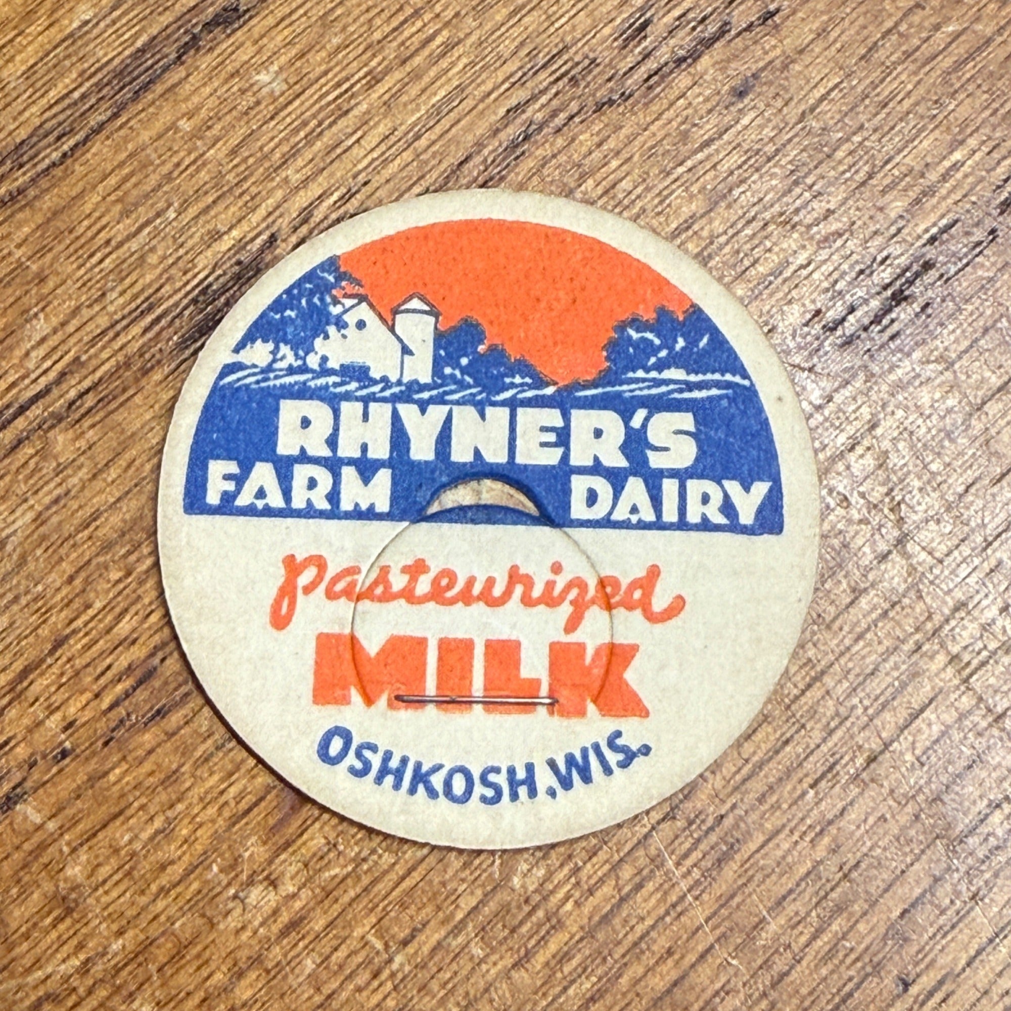 Milk Bottle Cap - Rhyner's Farm Dairy - Oshkosh, (Wisconsin) Wis WI - Grade A
