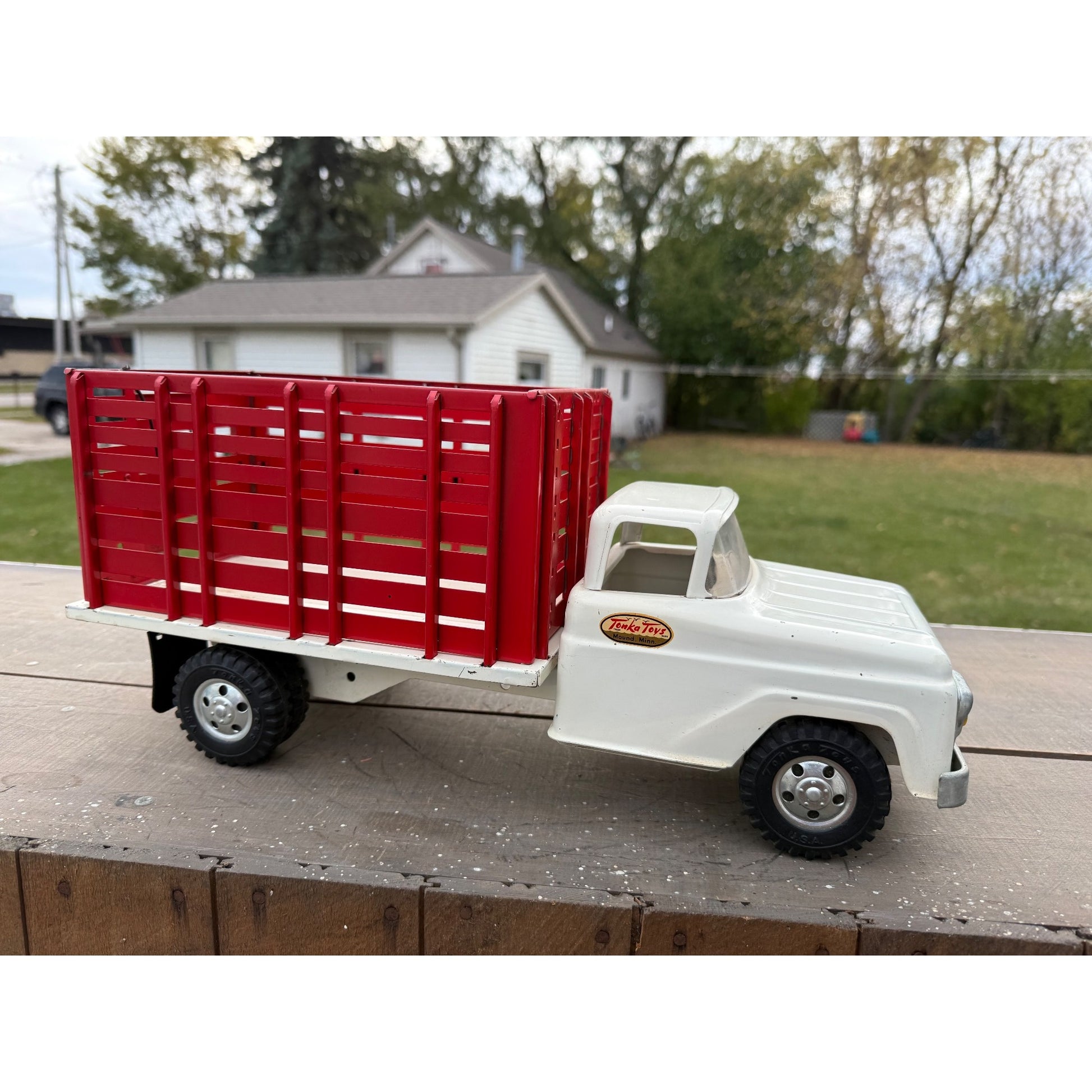 Vintage 1958 Tonka Farms Stake Bed Truck Pressed Steel Toy