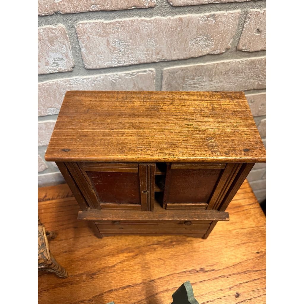 Antique Vintage Handmade Wooden Doll Furniture Lot – Chairs Table Hutch Bench
