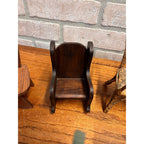 Antique Vintage Handmade Wooden Doll Furniture Lot – Chairs Table Hutch Bench