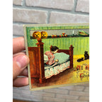 Vintage Halloween Gottschalk #2243 Postcard Boy Bed JOL Mom Cats JOLs