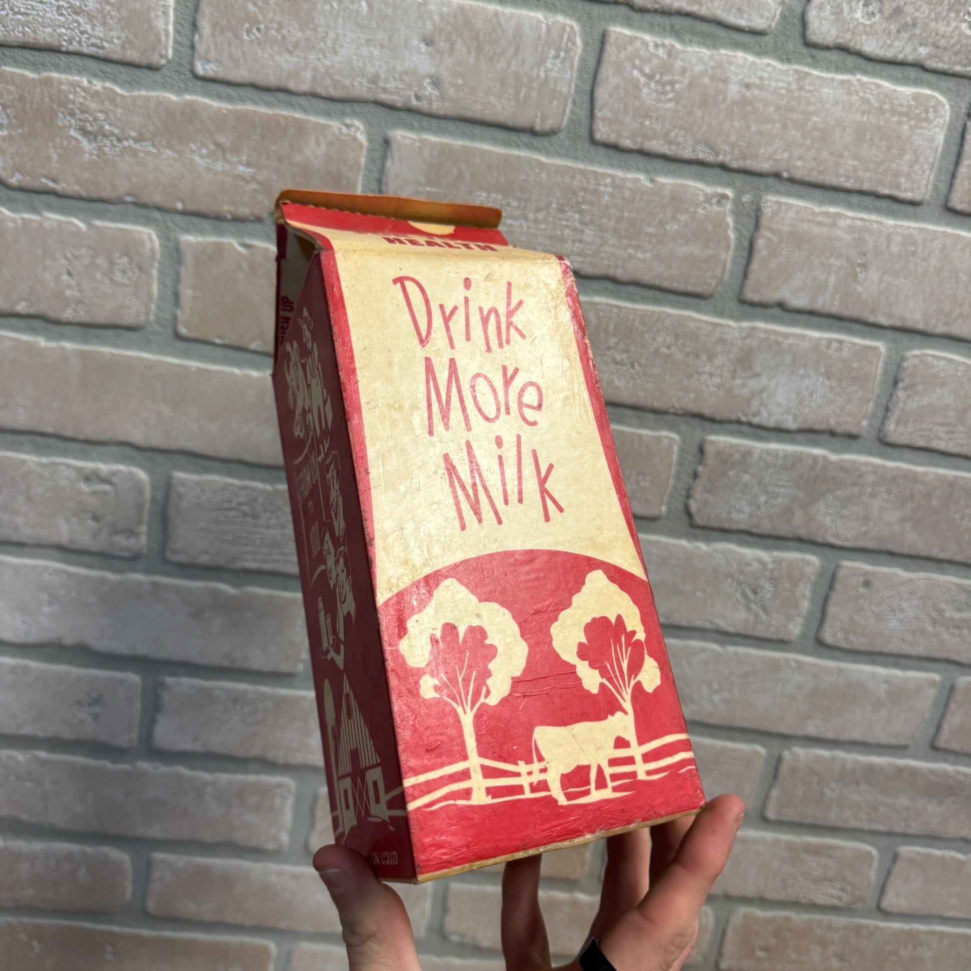 RARE Vintage Barton Wisconsin Dairy Milk Wax Paper Carton Kewaskum Half Gal