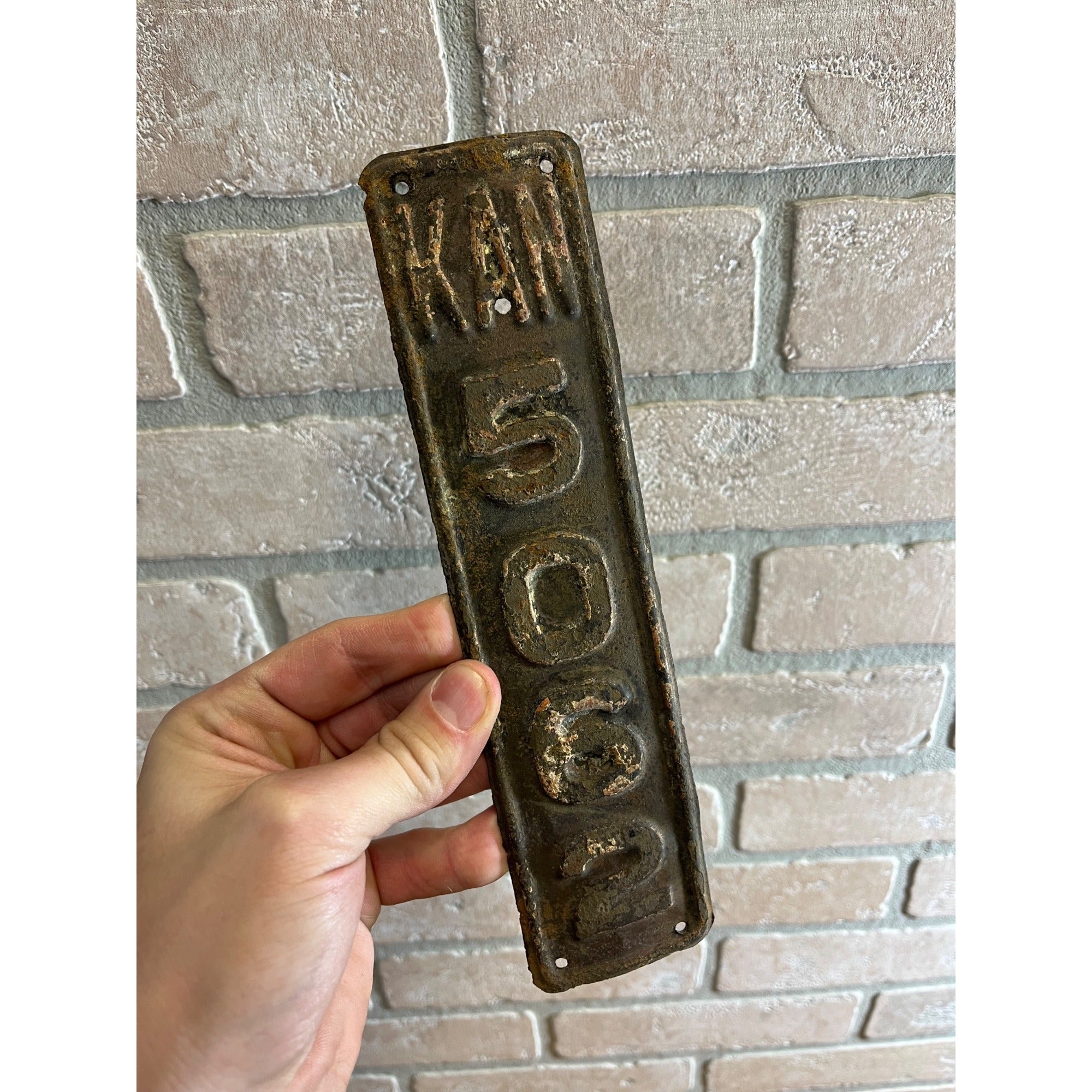 ORIGINAL 1913-20? KANSAS METAL MOTORCYCLE FENDER LICENSE PLATE TAG