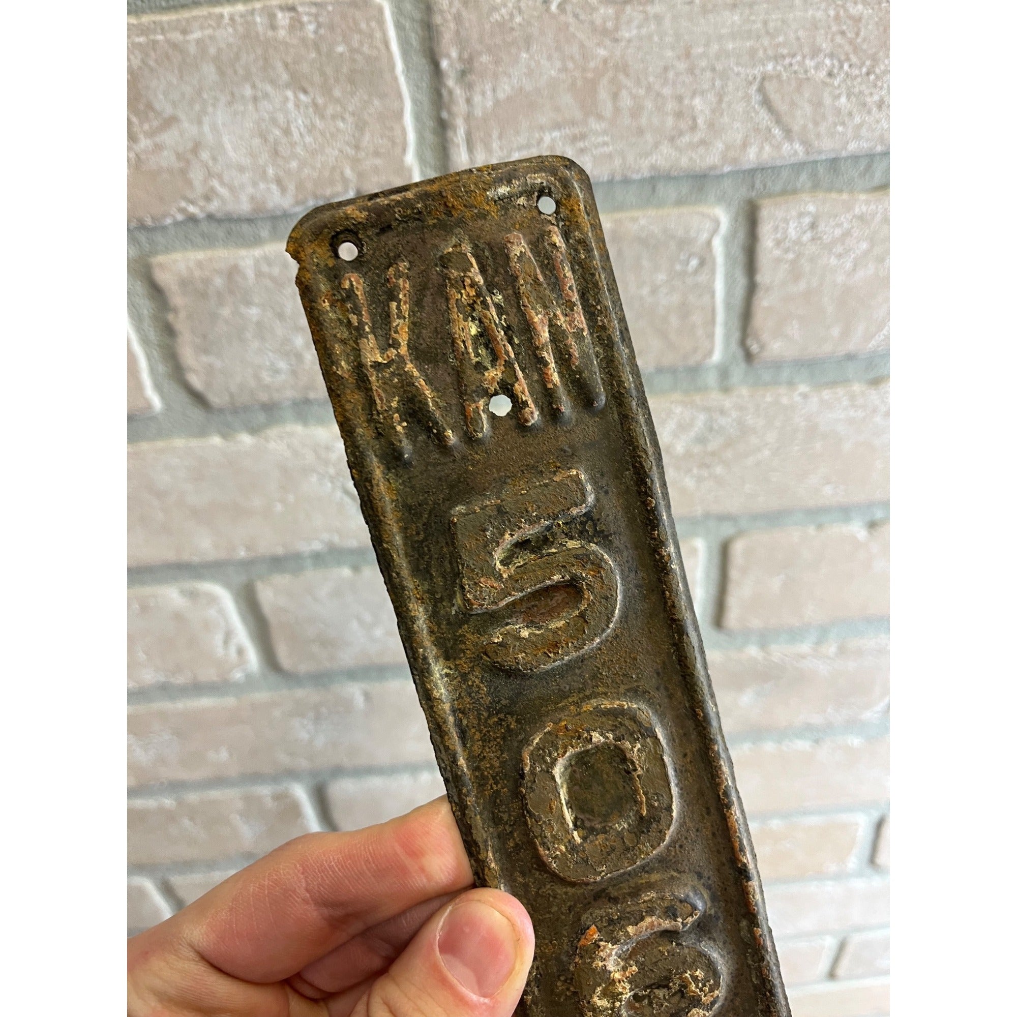 ORIGINAL 1913-20? KANSAS METAL MOTORCYCLE FENDER LICENSE PLATE TAG