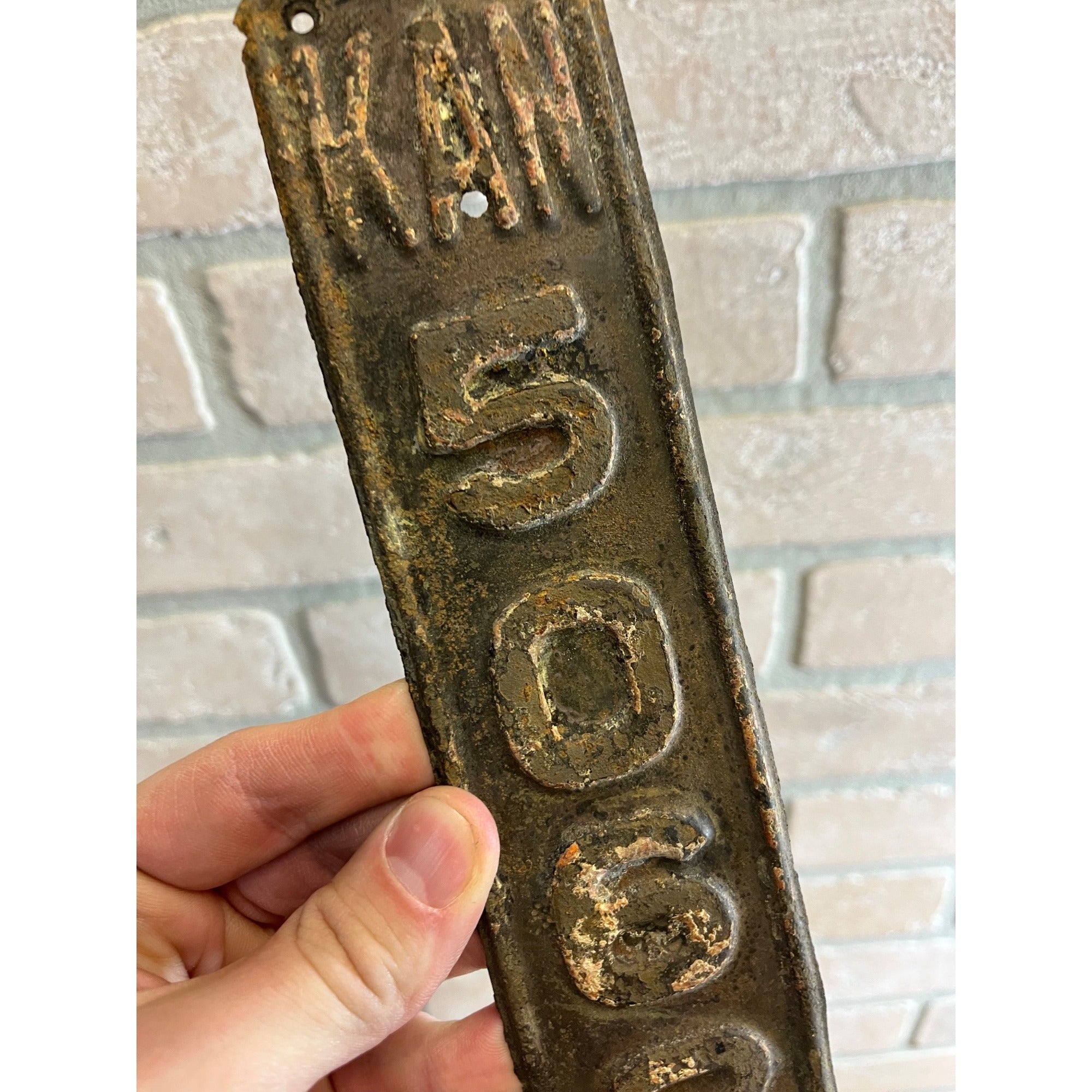ORIGINAL 1913-20? KANSAS METAL MOTORCYCLE FENDER LICENSE PLATE TAG