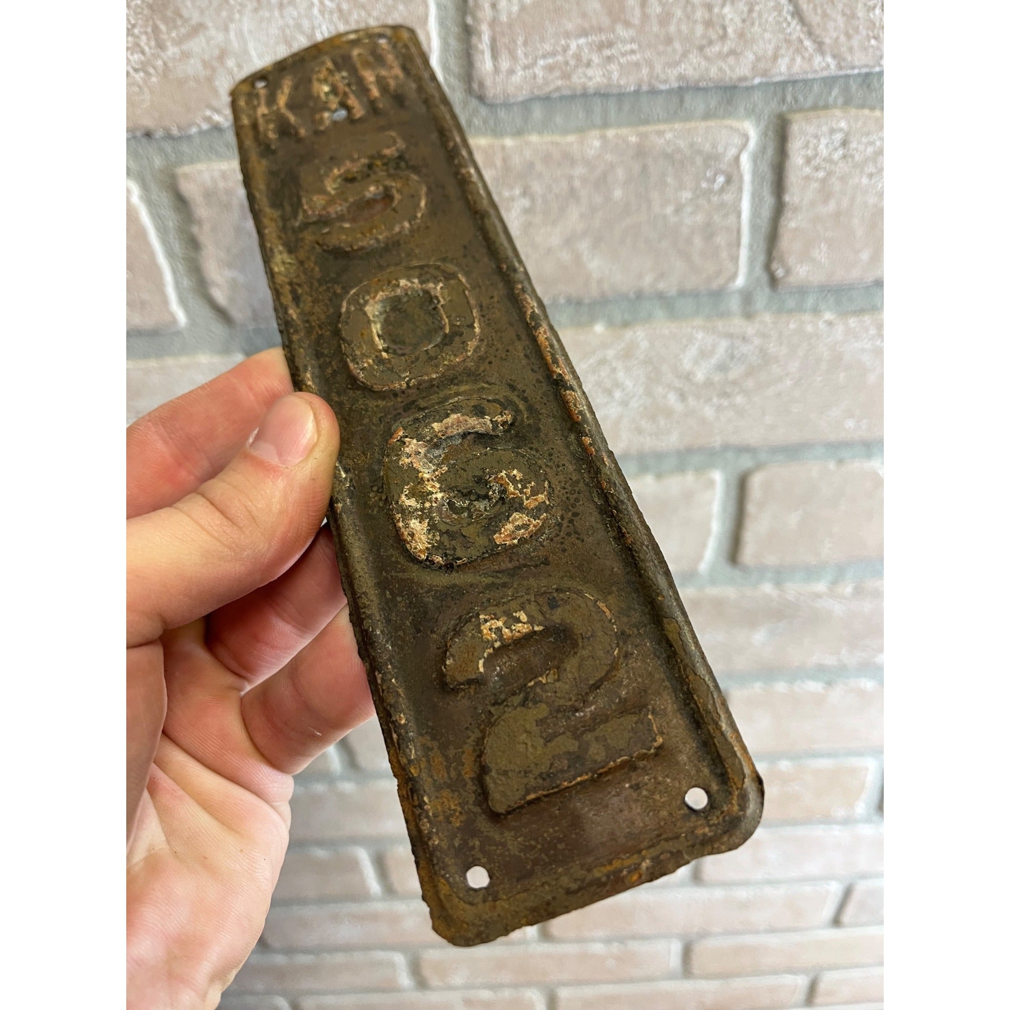 ORIGINAL 1913-20? KANSAS METAL MOTORCYCLE FENDER LICENSE PLATE TAG