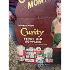 Vintage 1950s Curity First Aid Supplies Advertising Cardboard Store Sign