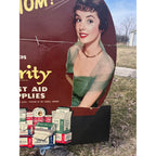 Vintage 1950s Curity First Aid Supplies Advertising Cardboard Store Sign