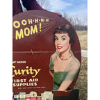 Vintage 1950s Curity First Aid Supplies Advertising Cardboard Store Sign