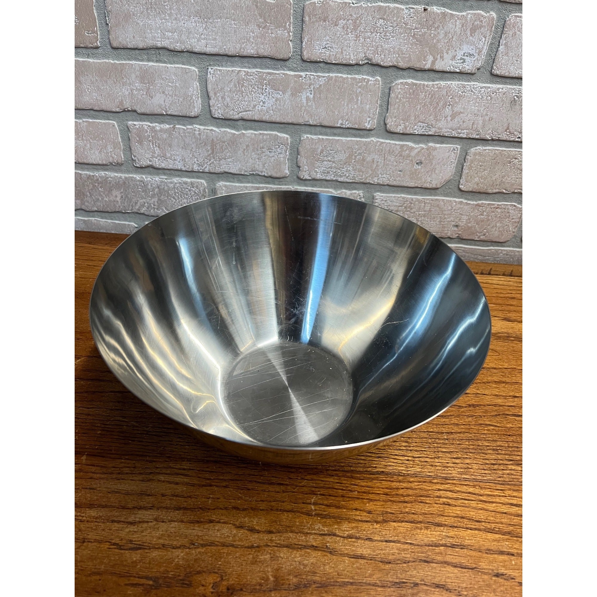 Vintage 1960s MCM Stainless Steel Large Salad Serving Bowl Lundtofte Danish