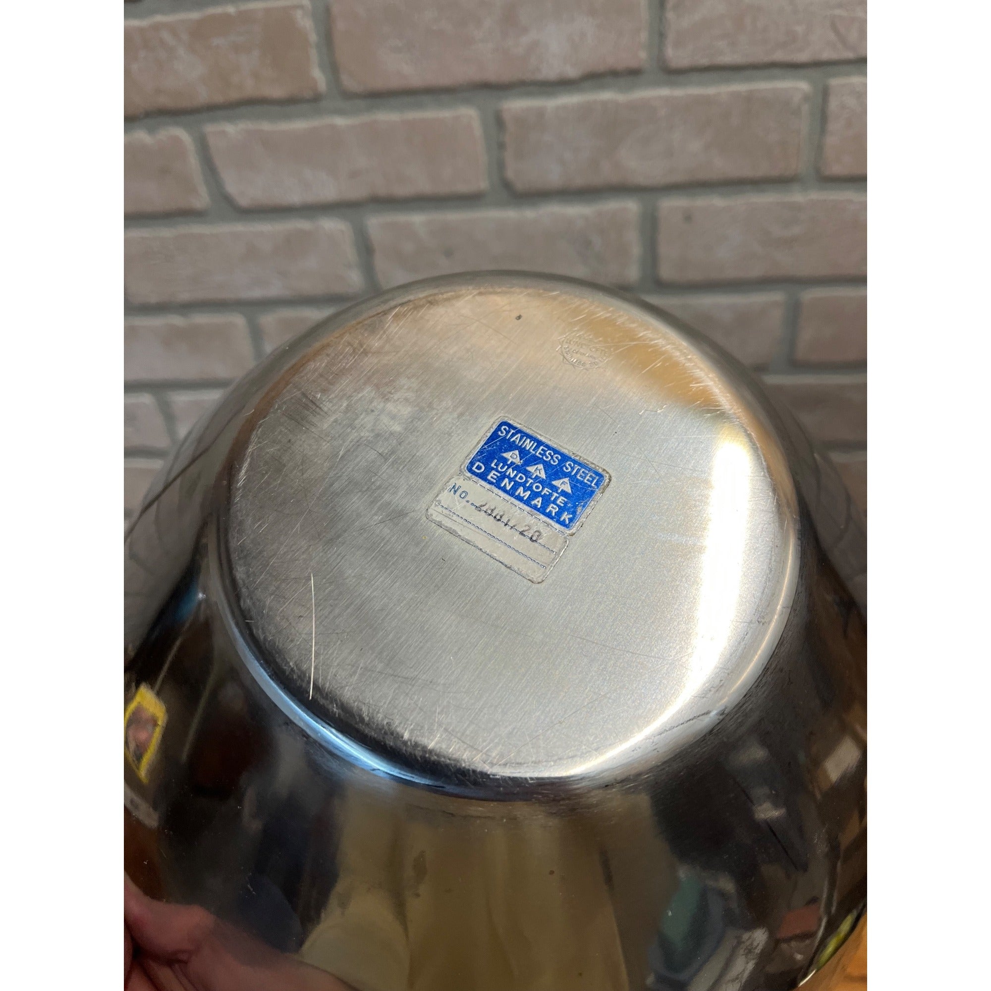 Vintage 1960s MCM Stainless Steel Large Salad Serving Bowl Lundtofte Danish