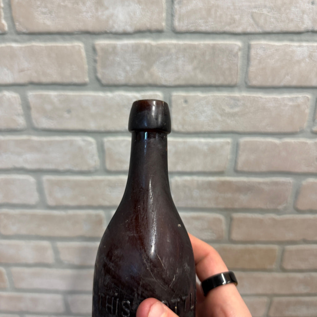 Antique Amber E.L. Husting Milwaukee Wisconsin Beer Bottle I.G. Co