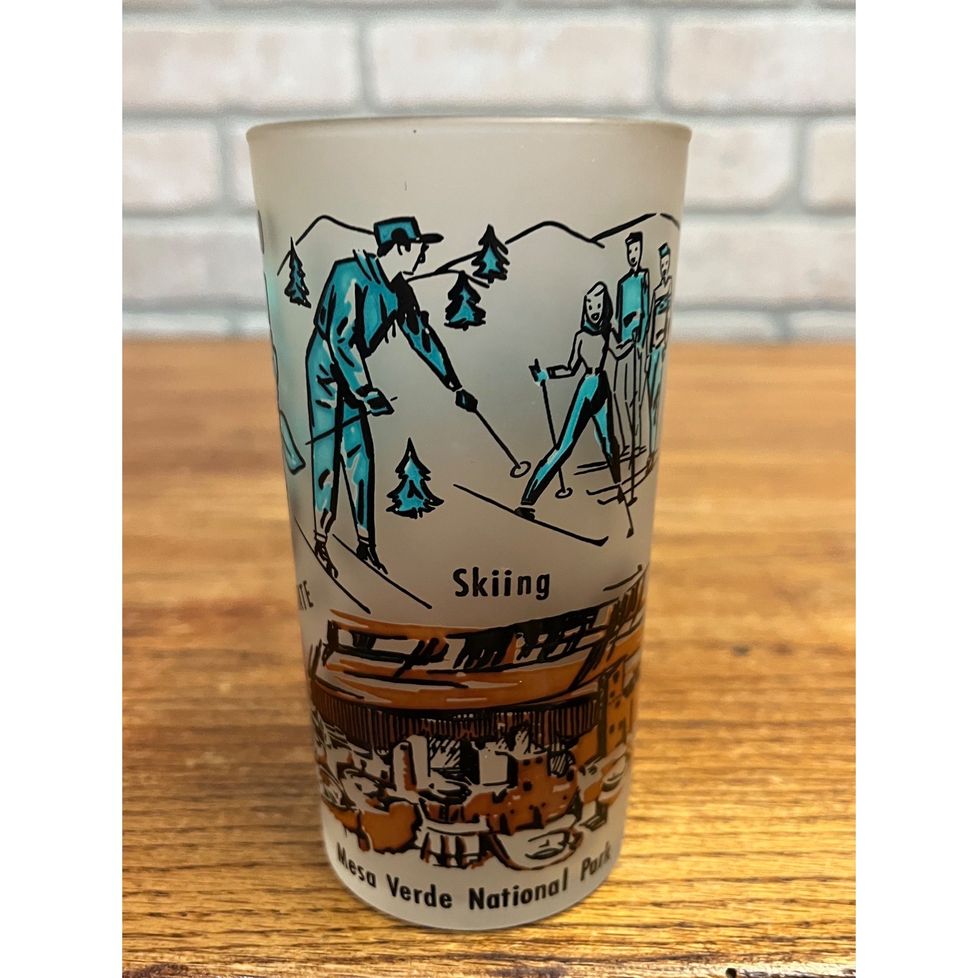 Vintage Frosted Drinking Glass Colorado Centennial State Hazel Atlas Buffalo Bill