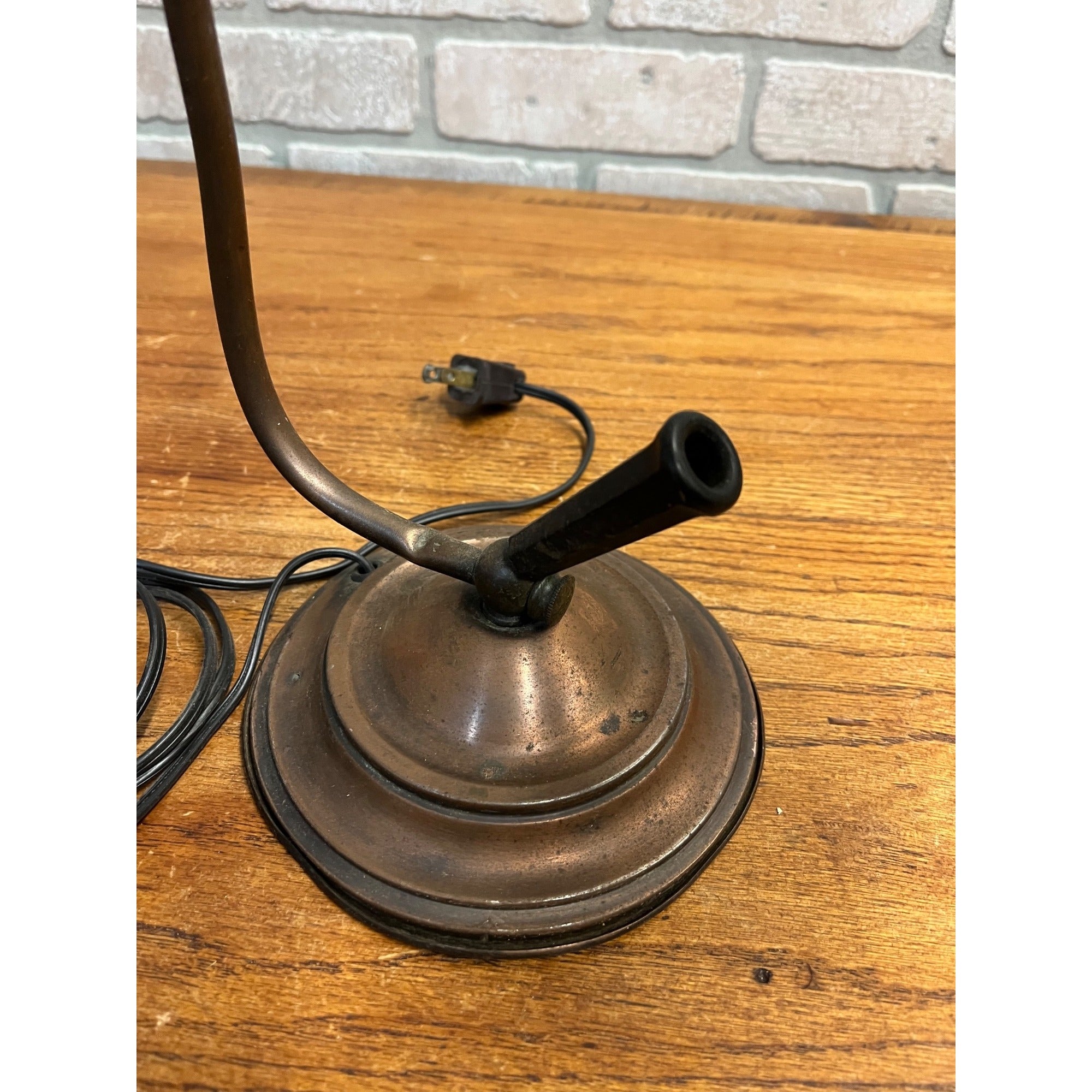 Vintage 1930s Copper Gooseneck Desk Lamp Light w/ Bakelite Pen Holder - Repair