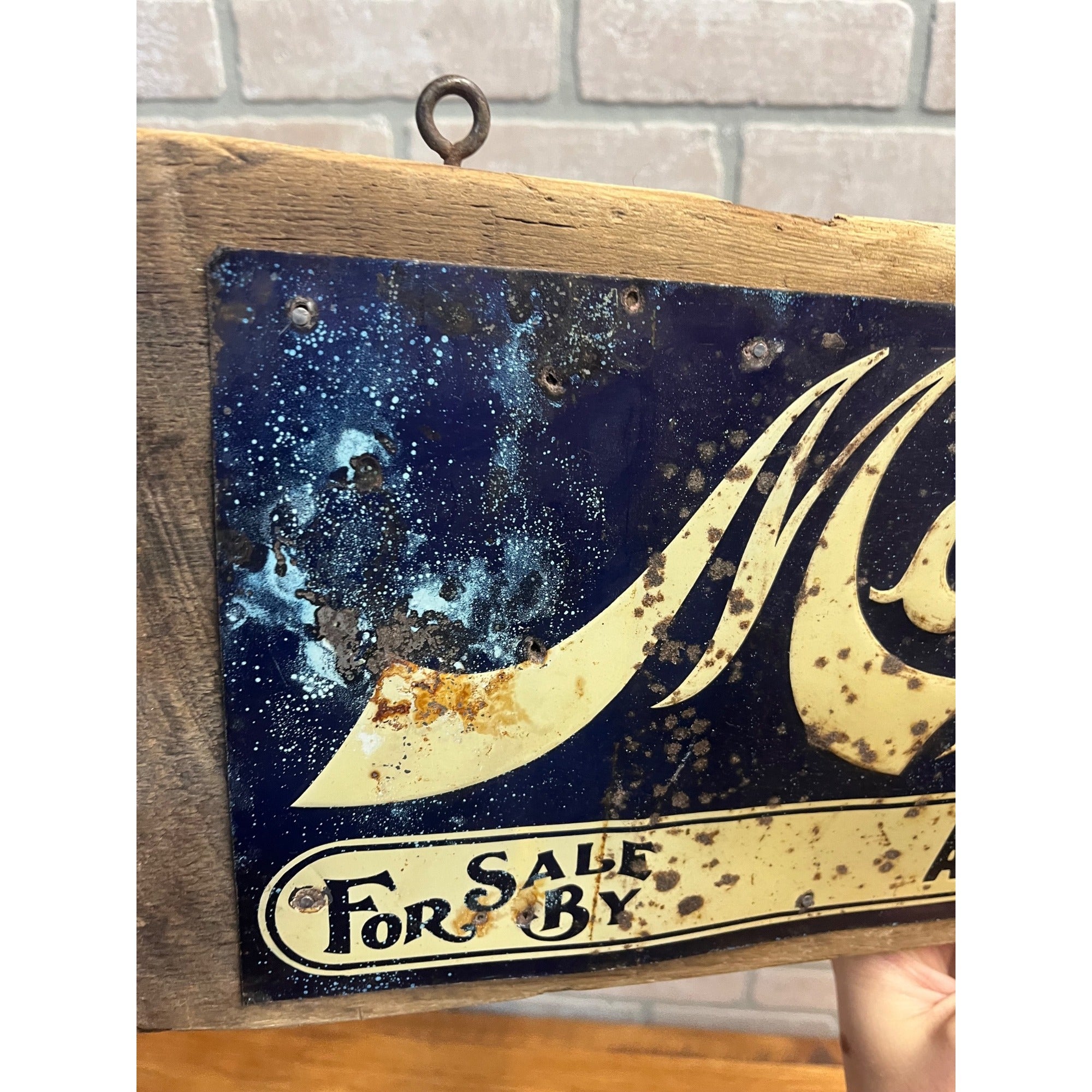 Vintage Mayer Shoes Tin Embossed Advertising Sign Milwaukee Wisconsin Zimmerman