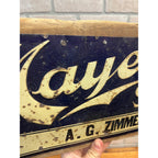 Vintage Mayer Shoes Tin Embossed Advertising Sign Milwaukee Wisconsin Zimmerman