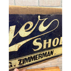 Vintage Mayer Shoes Tin Embossed Advertising Sign Milwaukee Wisconsin Zimmerman