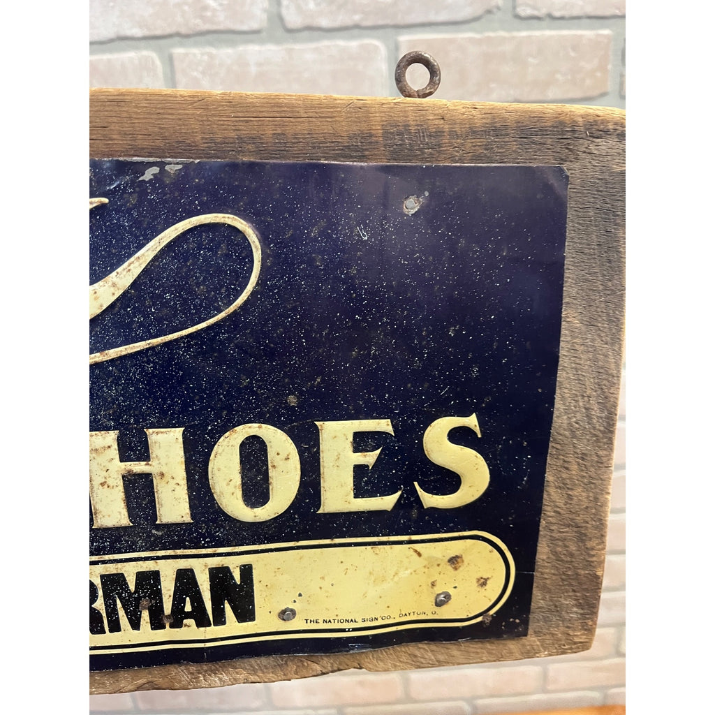 Vintage Mayer Shoes Tin Embossed Advertising Sign Milwaukee Wisconsin Zimmerman