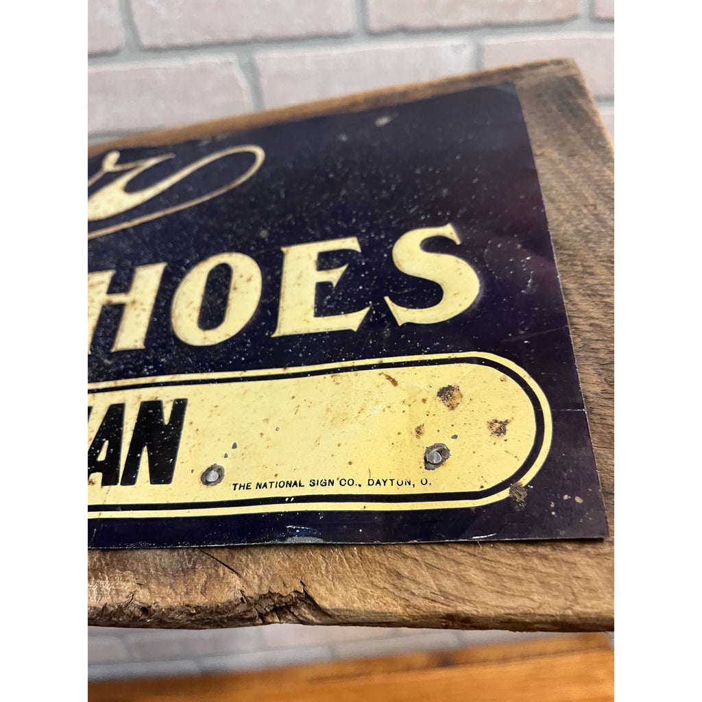 Vintage Mayer Shoes Tin Embossed Advertising Sign Milwaukee Wisconsin Zimmerman