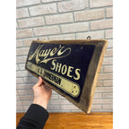 Vintage Mayer Shoes Tin Embossed Advertising Sign Milwaukee Wisconsin Zimmerman