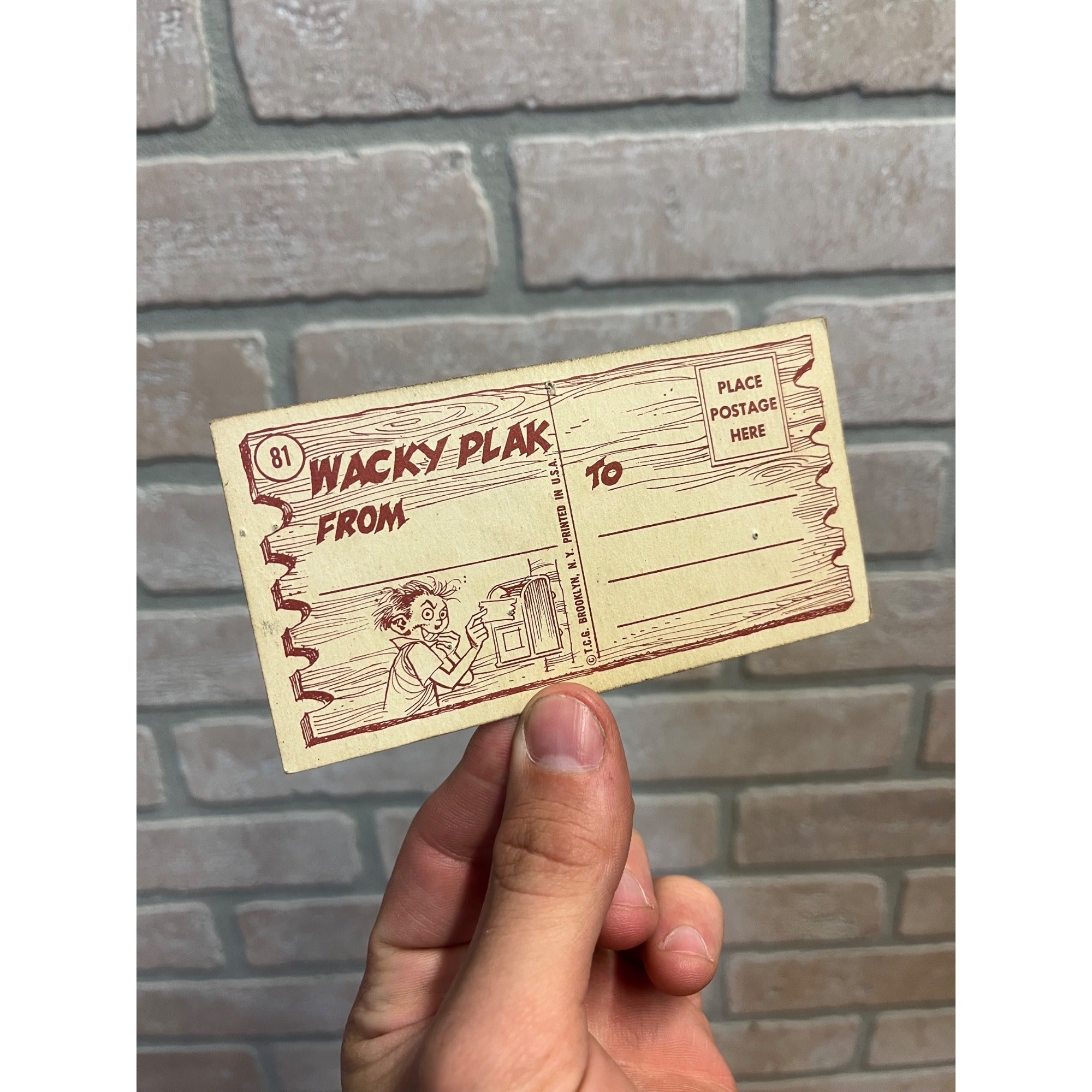 Vintage Topps Gum Co. Wacky Plak Card 81 Postcard USE YOUR HEAD Baseball