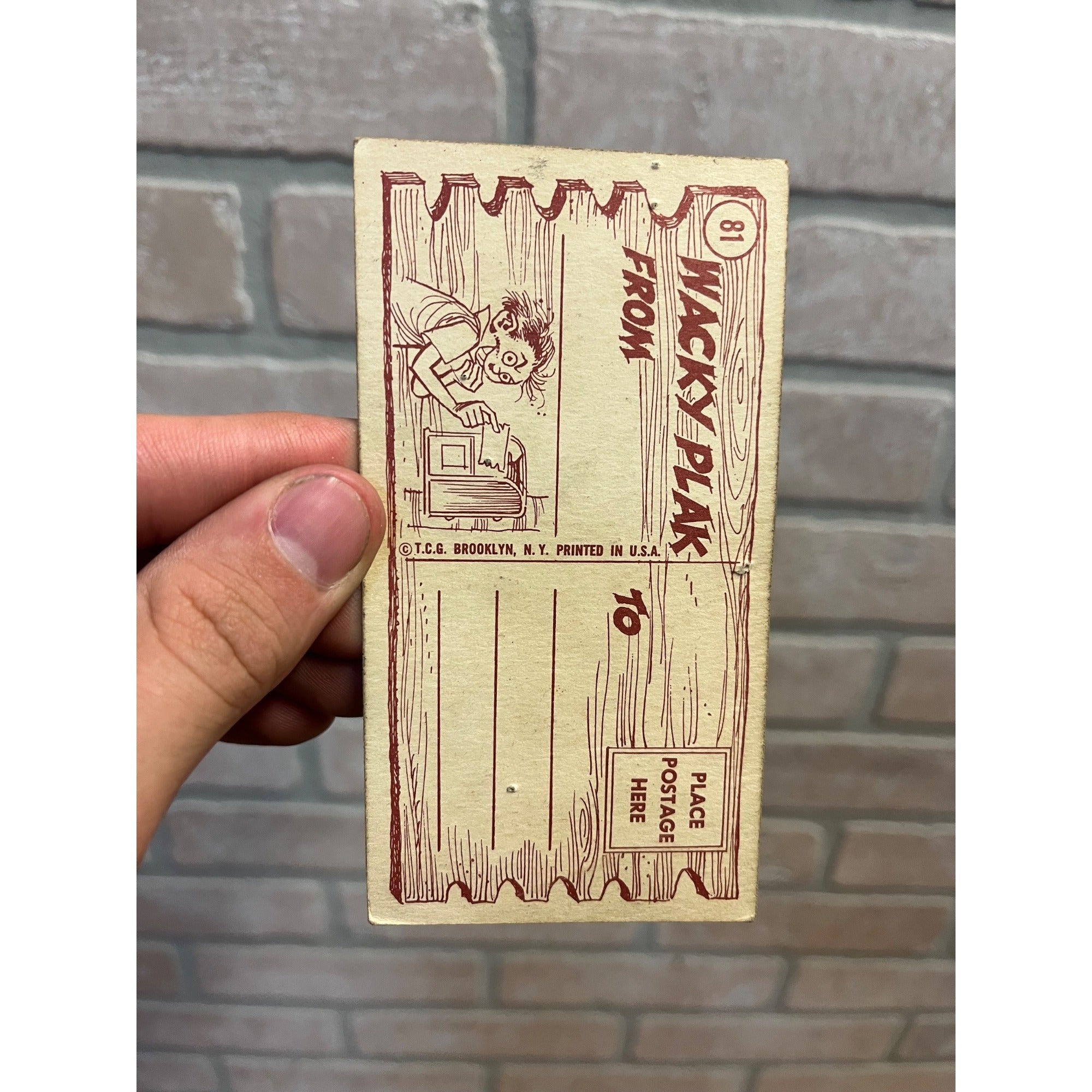 Vintage Topps Gum Co. Wacky Plak Card 81 Postcard USE YOUR HEAD Baseball