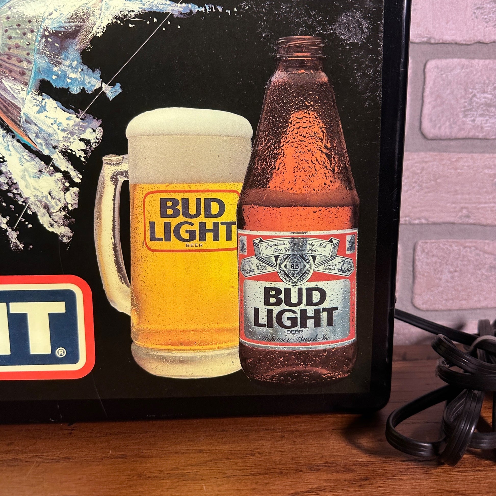 Vintage 1980s Bud Light Wisconsin Beer Lighted Bar Advertising Sign