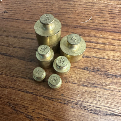 Vintage brass apothecary scale weights 50 grams oz