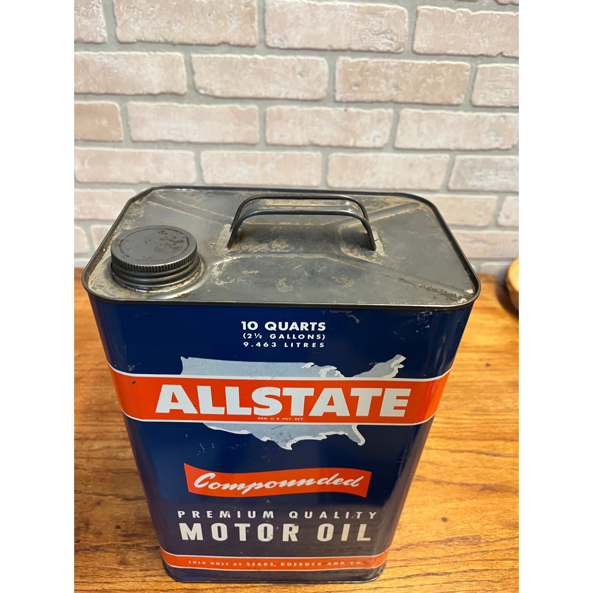 Vintage 1964 Allstate 10 Quarts Cross Country Heavy Duty Motor Oil 13" Can Sears