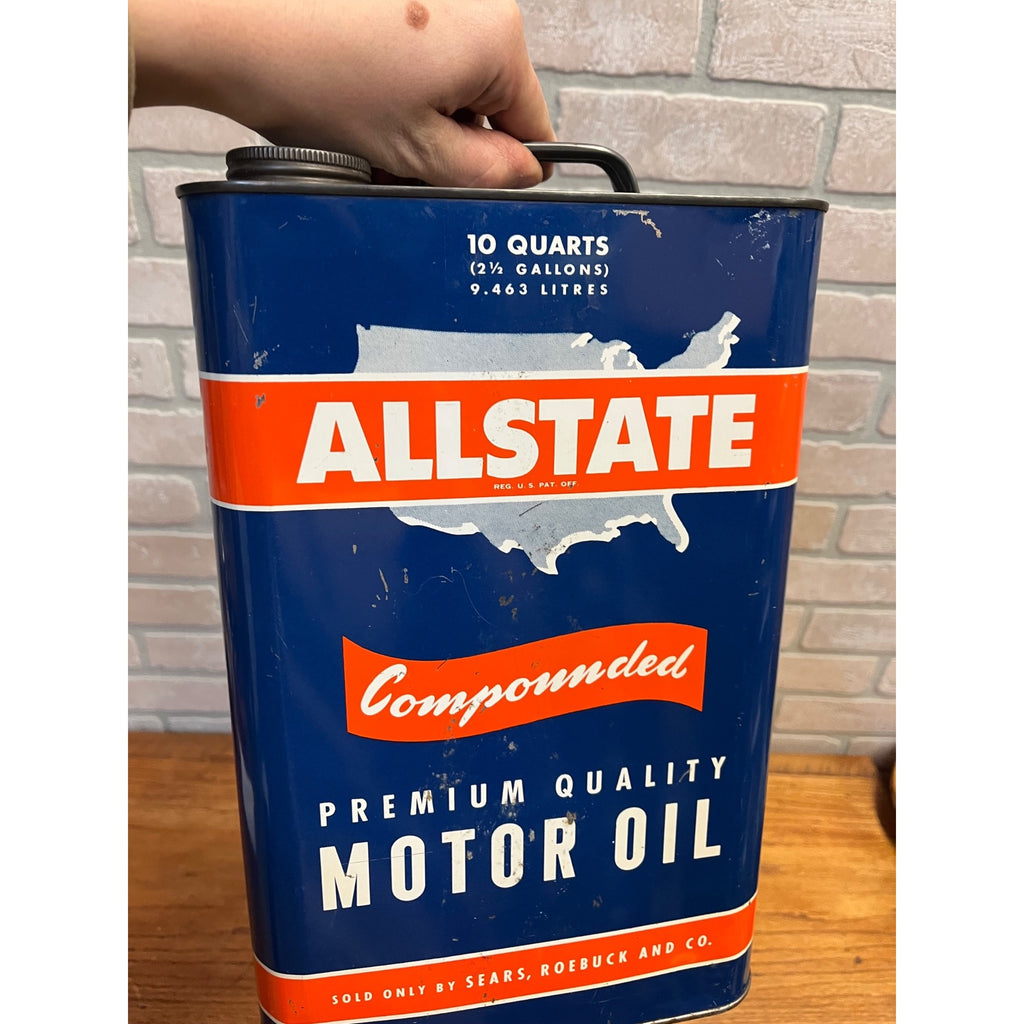 Vintage 1964 Allstate 10 Quarts Cross Country Heavy Duty Motor Oil 13" Can Sears