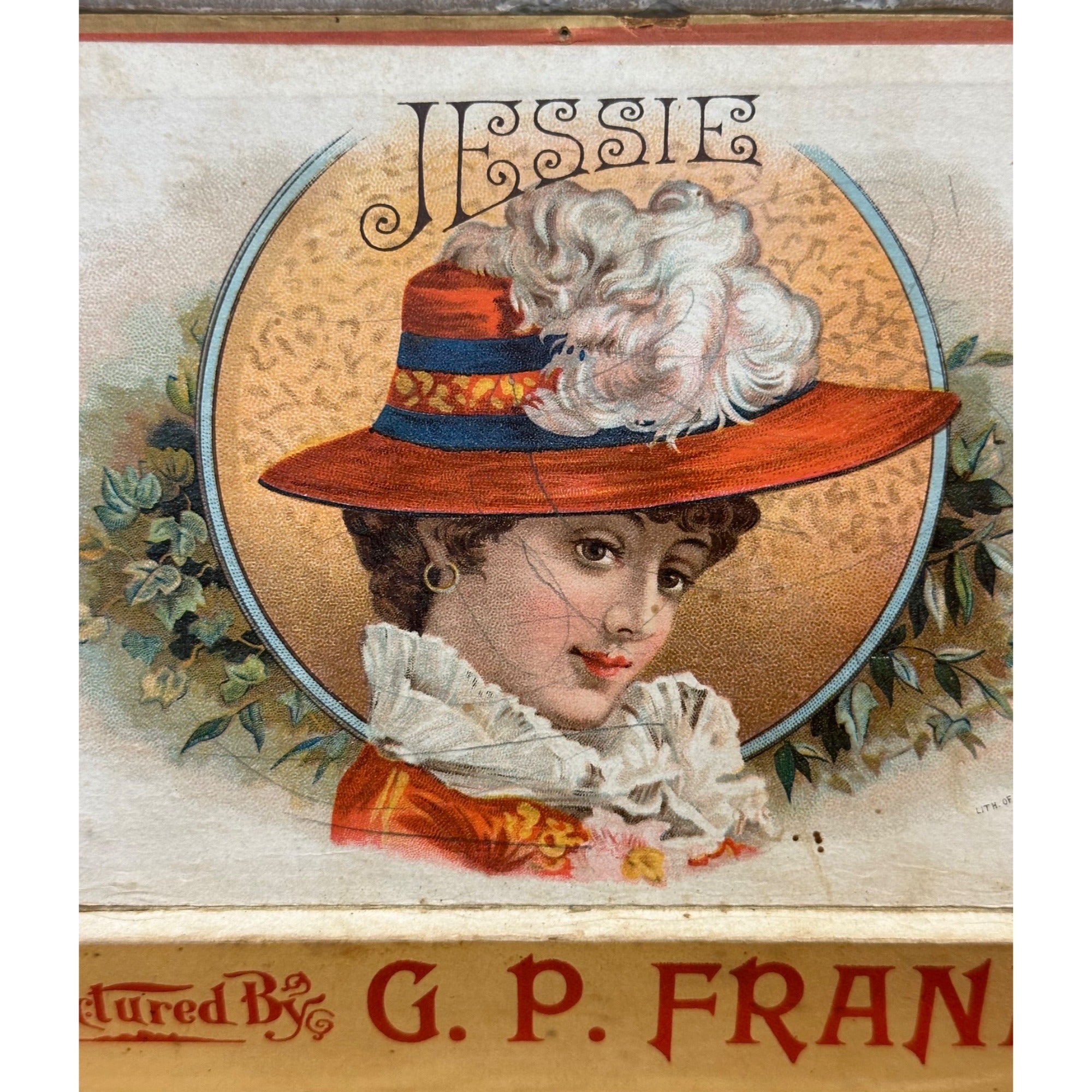 RARE Early 1900s Victorian Lady "Jessie" Cigar Box Wooden Milwaukee Wisconsin Wis