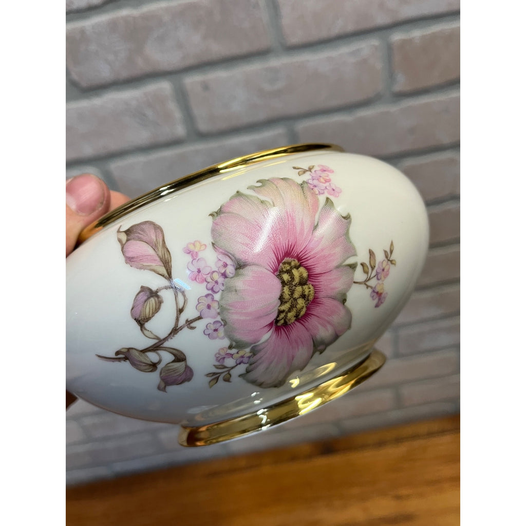 Bavaria Elfenbein Porzellan Serving Bowl with Lid Elegant Flowers Ceramic