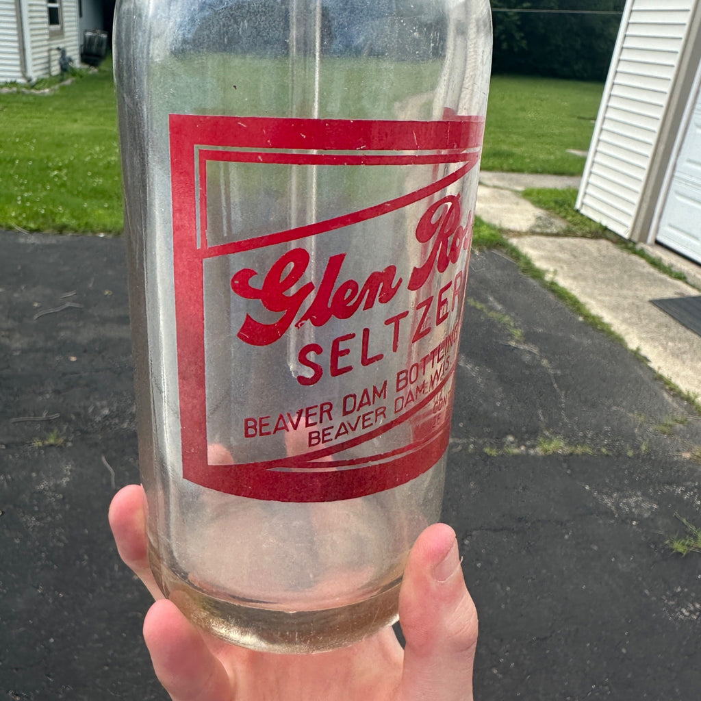 Vintage Seltzer Soda Water Bottle Glen Rose Beaver Dam Wisconsin Red