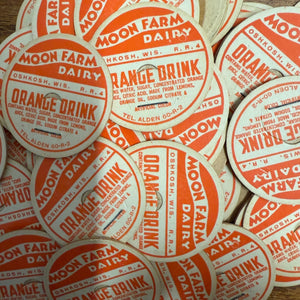 Milk Bottle Cap - Moon Farm Dairy - Oshkosh, (Wisconsin) Wis WI - Orange Drink