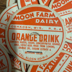 Milk Bottle Cap - Moon Farm Dairy - Oshkosh, (Wisconsin) Wis WI - Orange Drink