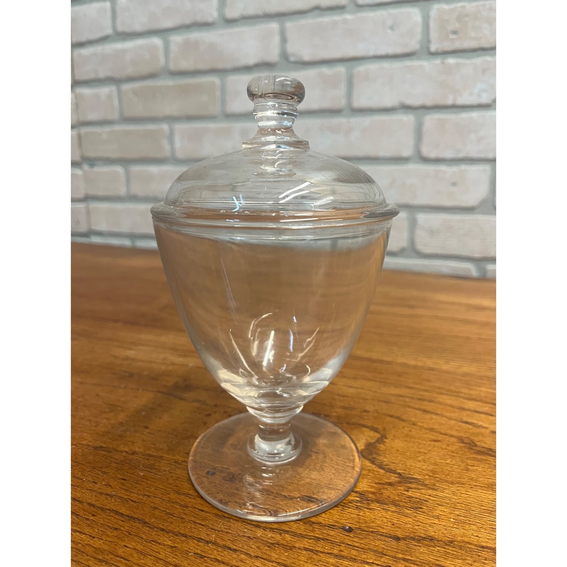 Vintage Clear Glass Apothecary Candy Jar Lidded Drugstore Pharmacy 8"