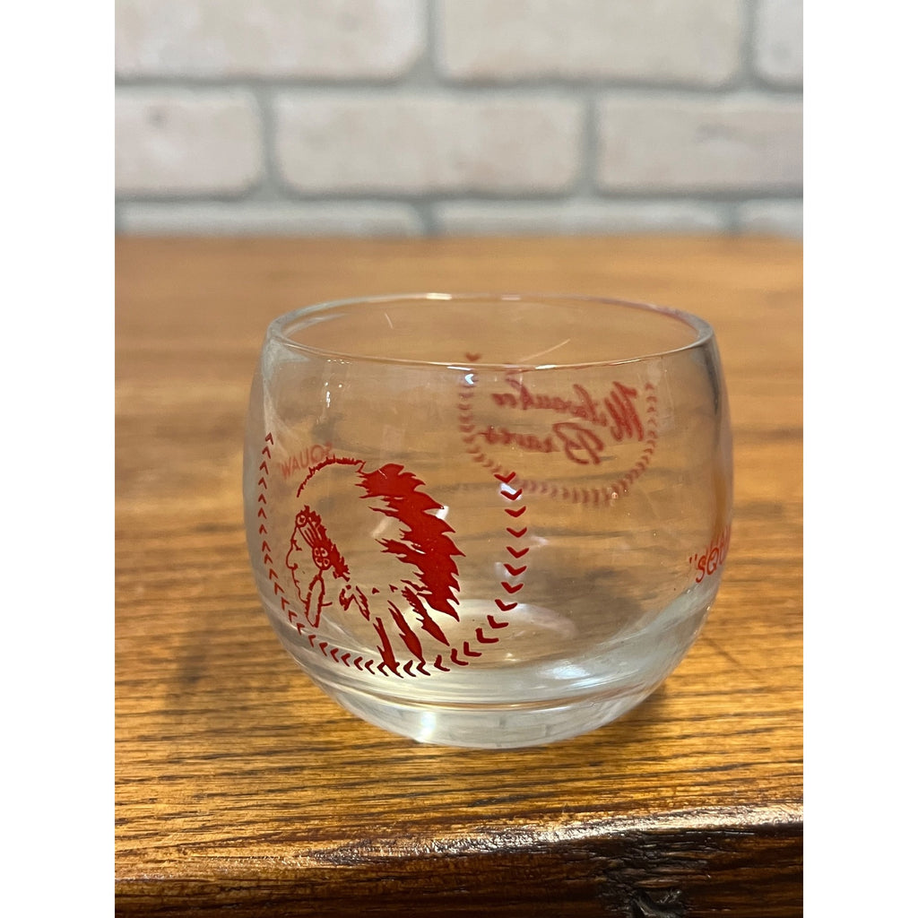 Vintage 1950s Milwaukee Braves Low-Ball Glass Roly Poly Style Wisconsin 2.25"