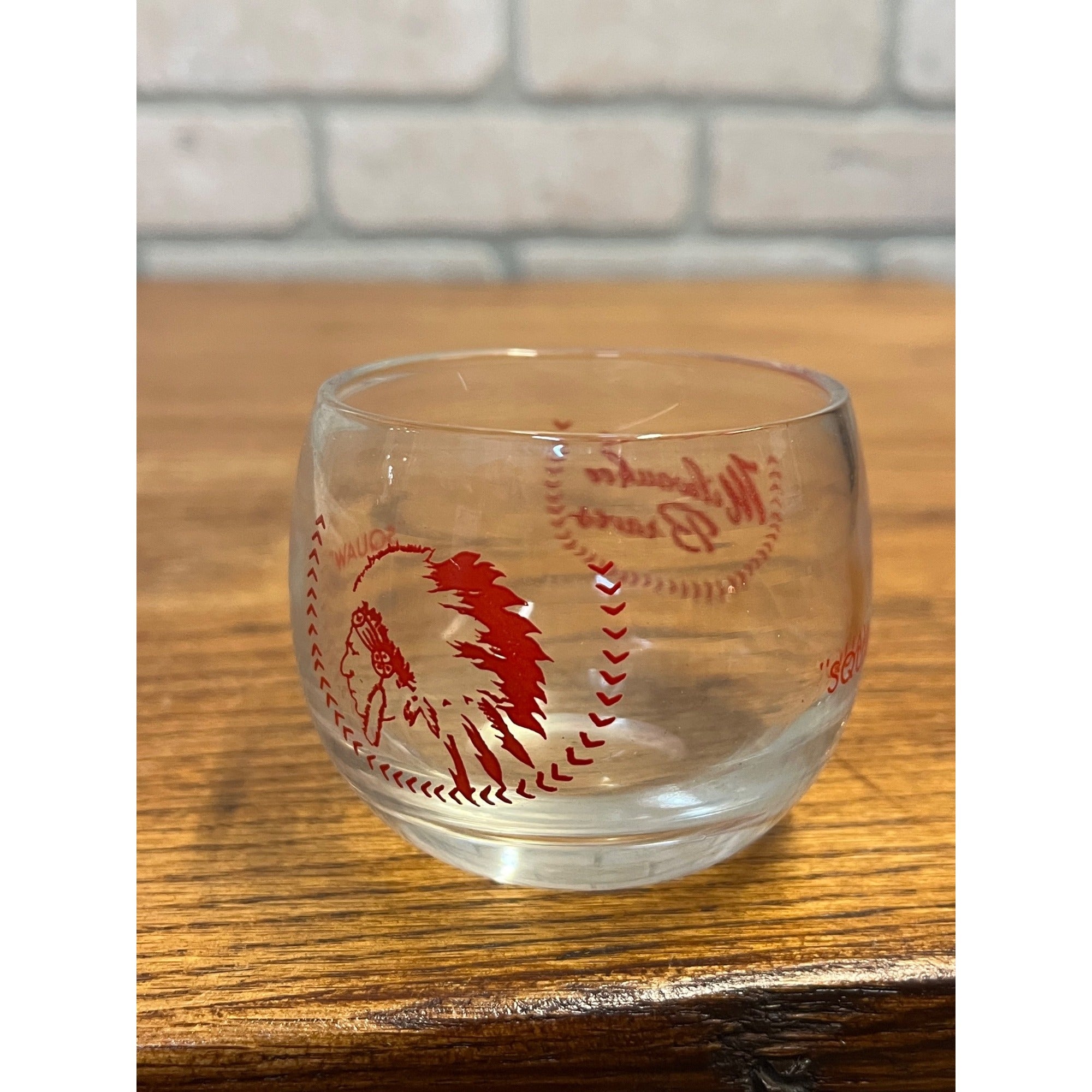 Vintage 1950s Milwaukee Braves Low-Ball Glass Roly Poly Style Wisconsin 2.25"
