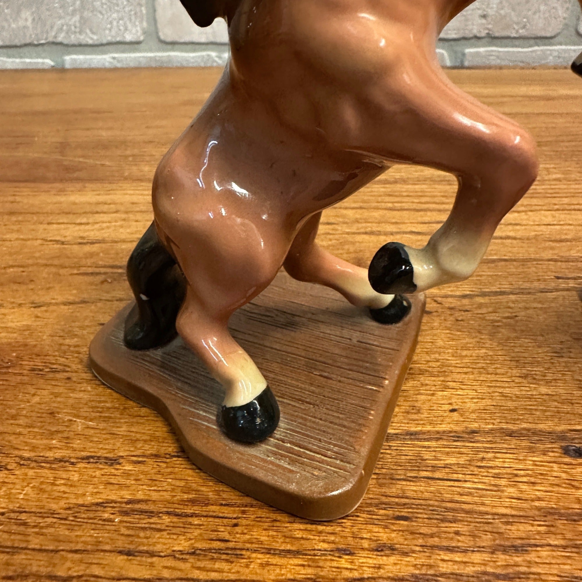 Pair Ceramic Art Studio Fighting Stallions Thunder & Lightning Horse Figures