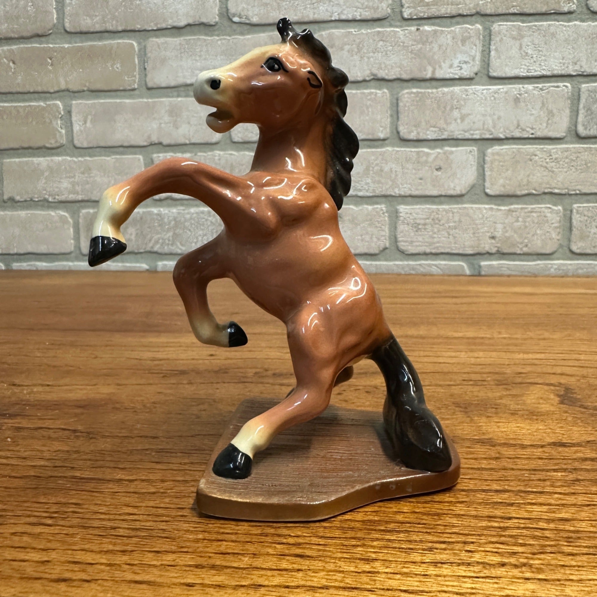 Pair Ceramic Art Studio Fighting Stallions Thunder & Lightning Horse Figures
