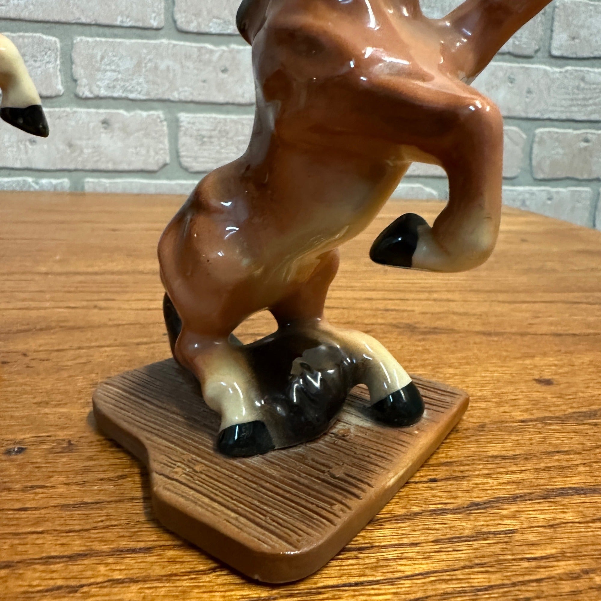 Pair Ceramic Art Studio Fighting Stallions Thunder & Lightning Horse Figures