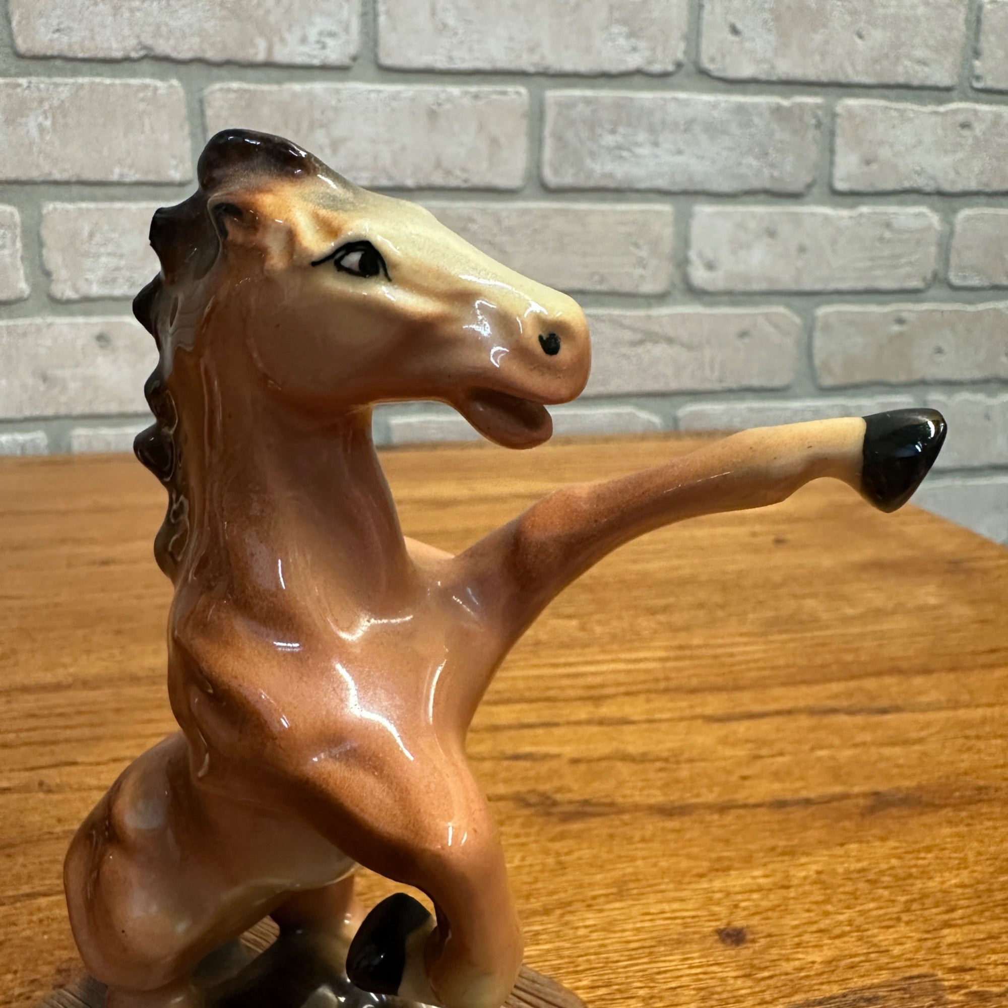 Pair Ceramic Art Studio Fighting Stallions Thunder & Lightning Horse Figures