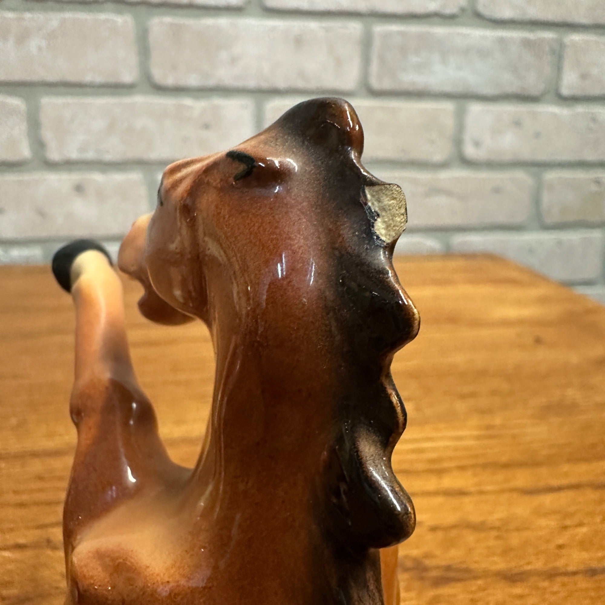 Pair Ceramic Art Studio Fighting Stallions Thunder & Lightning Horse Figures